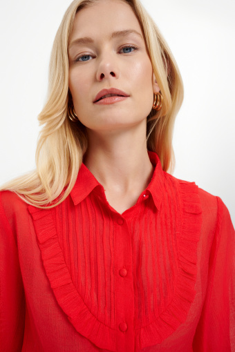 Stylowa koszula z długim rękawem czerwień