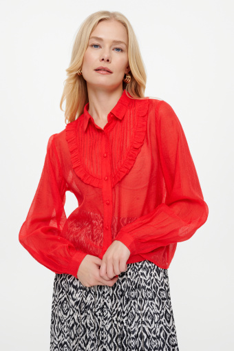 Stylowa koszula z długim rękawem czerwień