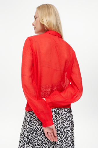 Stylowa koszula z długim rękawem czerwień