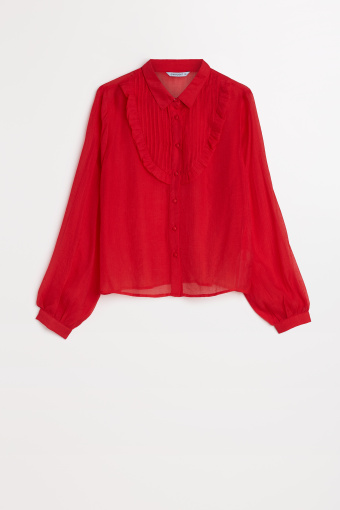 Stylowa koszula z długim rękawem czerwień