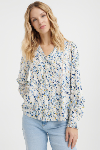 Kobieca bluzka w pastelowe kwiaty