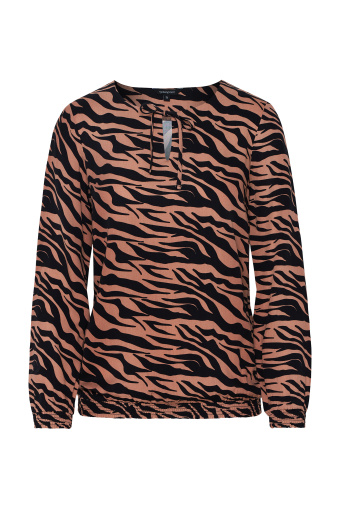 Wiskozowa bluzka z nadrukiem i troczkami przy dekolcie