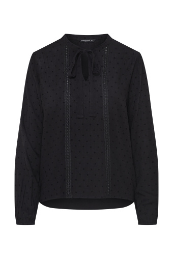 Stylowa, czarna bluzka z ozdobnymi haftami