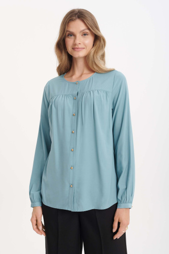 Jasnoturkusowa bluzka z zapięciem