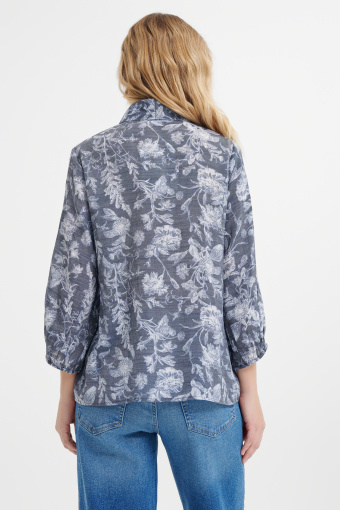Bluzka w kwiaty z wiązaniem przy dekolcie