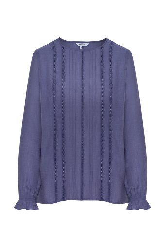 Romantyczna bluzka z ozdobnymi mereżkami, fioletowa Romantyczna bluzka z ozdobnymi mereżkami, fioletowa