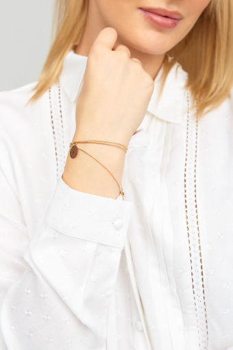 Elegancka, wiskozowa koszula, z zakładkami i ozdobnymi taśmami