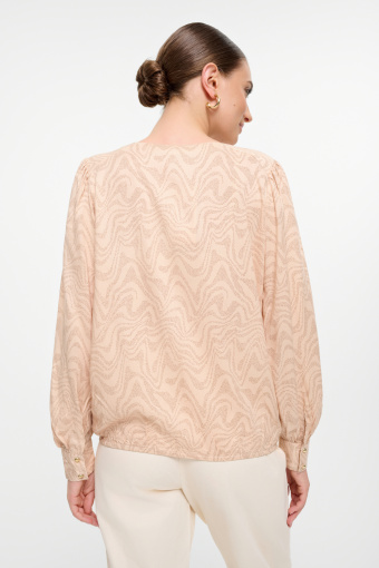Beżowa bluzka z subtelnym nadrukiem Beżowa bluzka z subtelnym nadrukiem