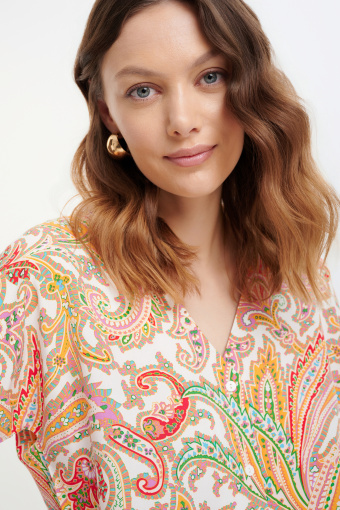Wiskozowa bluzka paisley z wiązaniem