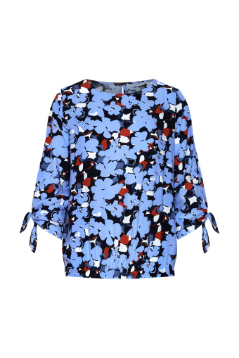 Wiskozowa bluzka, nadruk w niebieskie kwiaty