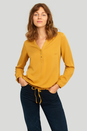 Wiskozowa bluzka w żółtym kolorze, długie rękawy