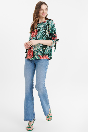 Bluzka hiszpanka z nadrukiem tropic