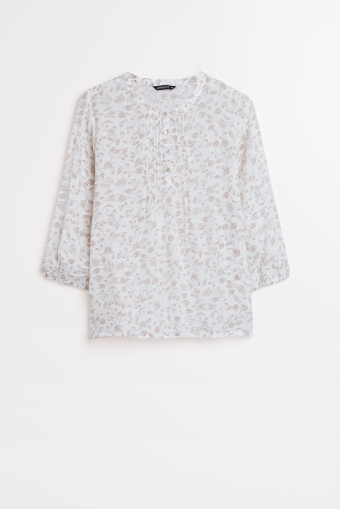 Biała bluzka z drobnym nadrukiem