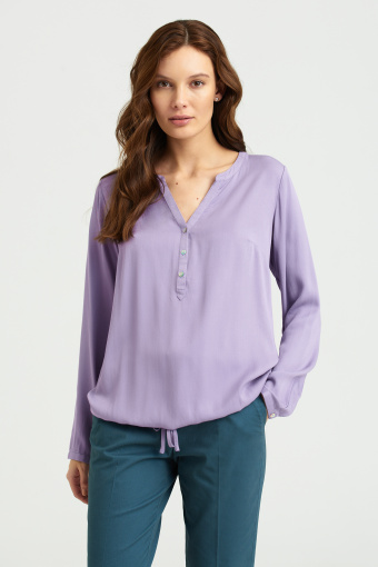 Wiskozowa bluzka z troczkami, lawendowa Wiskozowa bluzka z troczkami, lawendowa