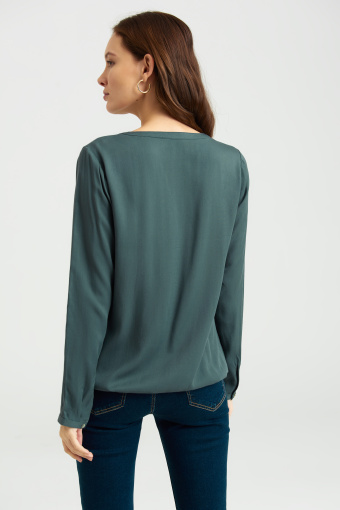 Turkusowa bluzka z dekoltem henley Turkusowa bluzka z dekoltem henley