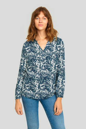 Wiskozowa bluzka z nadrukiem, długi rękaw Wiskozowa bluzka z nadrukiem, długi rękaw