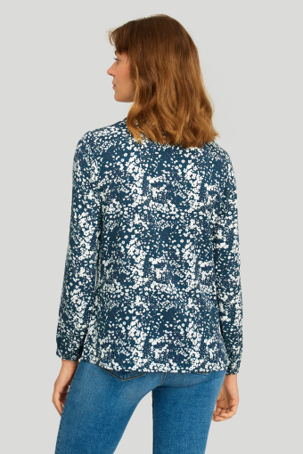 Wiskozowa bluzka z nadrukiem, długi rękaw Wiskozowa bluzka z nadrukiem, długi rękaw