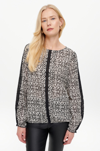 Stylowa czarno-biała bluzka z printem
