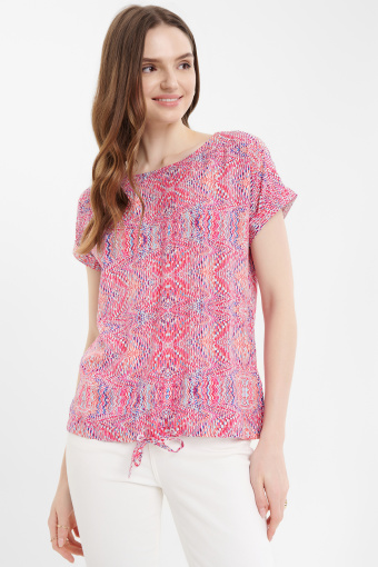 Wiskozowa bluzka w kolorowy print