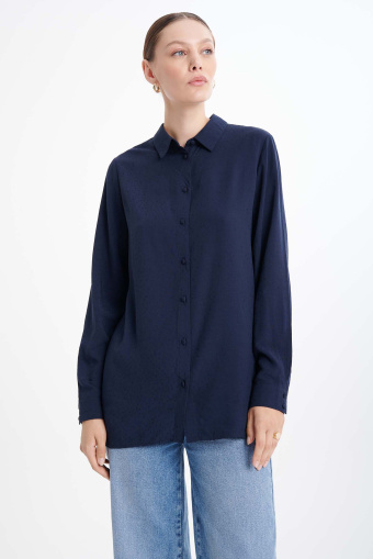 Żakardowa koszula w granatowym kolorze Żakardowa koszula w granatowym kolorze