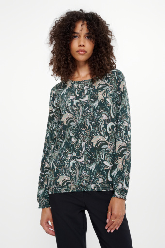 Czarna bluzka z pastelowym nadrukiem paisley Czarna bluzka z pastelowym nadrukiem paisley
