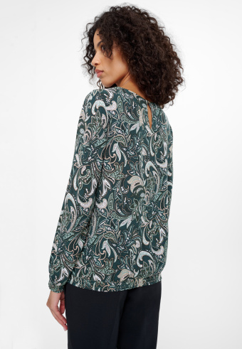 Czarna bluzka z pastelowym nadrukiem paisley Czarna bluzka z pastelowym nadrukiem paisley