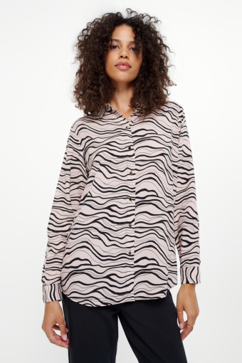 Beżowo-czarna koszula z nadrukiem w zebrę Beżowo-czarna koszula z nadrukiem w zebrę