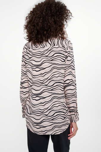 Beżowo-czarna koszula z nadrukiem w zebrę Beżowo-czarna koszula z nadrukiem w zebrę