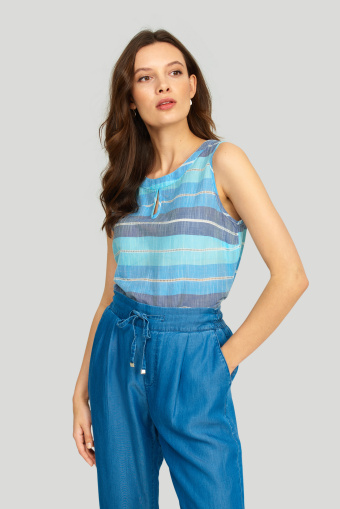 Bawełniana bluzka z okrągłym dekoltem