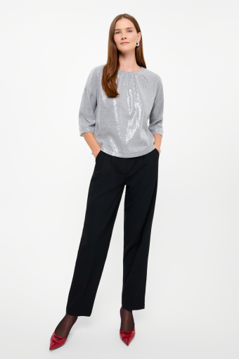 Połyskująca bluzka z rękawem 3/4