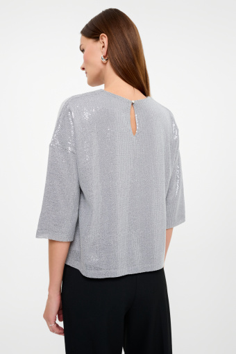 Połyskująca bluzka z rękawem 3/4