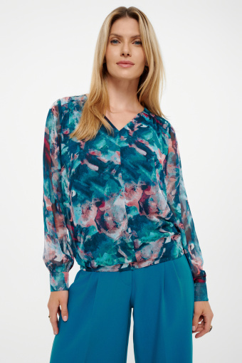 Multikolorowa bluzka o eleganckim kroju