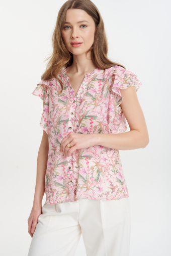 Pastelowa bluzka z nadrukiem w kwiaty