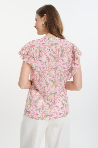 Pastelowa bluzka z nadrukiem w kwiaty