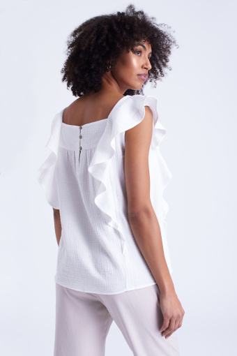 BIała, elegancka bluzka z muślinu