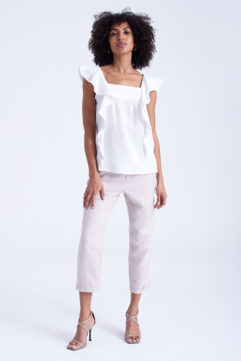 BIała, elegancka bluzka z muślinu