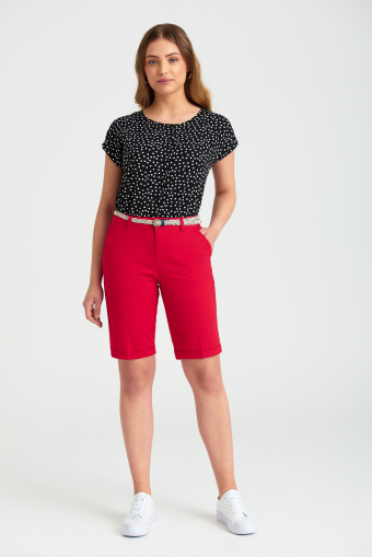 Luźna bluzka z guzikami, nadruk w kropki