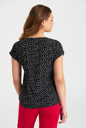 Luźna bluzka z guzikami, nadruk w kropki