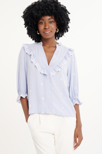 Jasnoniebieska bluzka w stylu retro