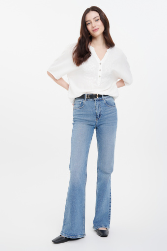 Basicowa bluzka z dekoltem henley biała Basicowa bluzka z dekoltem henley biała