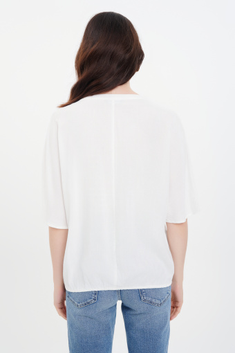 Basicowa bluzka z dekoltem henley biała Basicowa bluzka z dekoltem henley biała