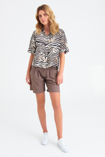 Luźna koszula z wiskozy, nadruk zebra