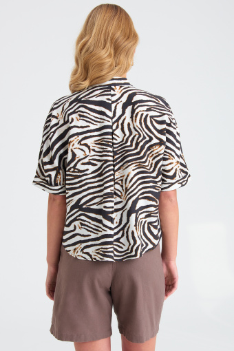 Luźna koszula z wiskozy, nadruk zebra
