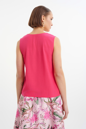 Luźna bluzka bez rękawów fuksja
