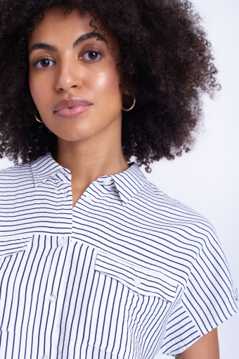 Bluzka wiskozowa w paski, biała