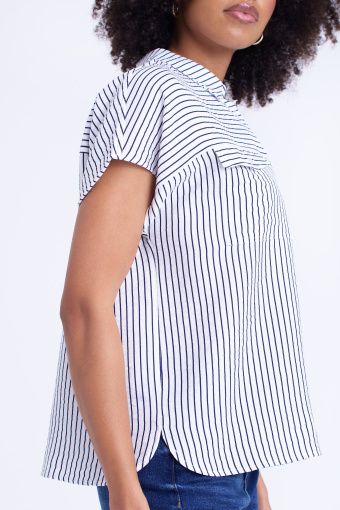 Bluzka wiskozowa w paski, biała