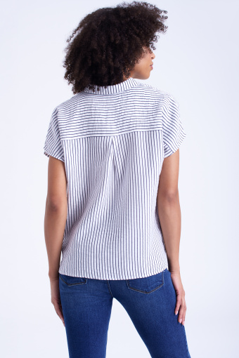 Bluzka wiskozowa w paski, biała