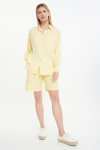 Jasnożółta koszulowa bluzka oversize Jasnożółta koszulowa bluzka oversize