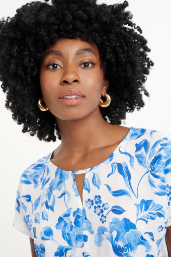 Biało-niebieska bluzka z wiskozy