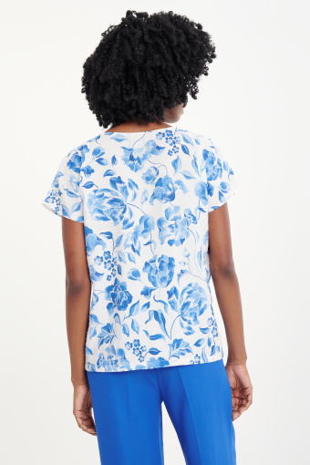 Biało-niebieska bluzka z wiskozy